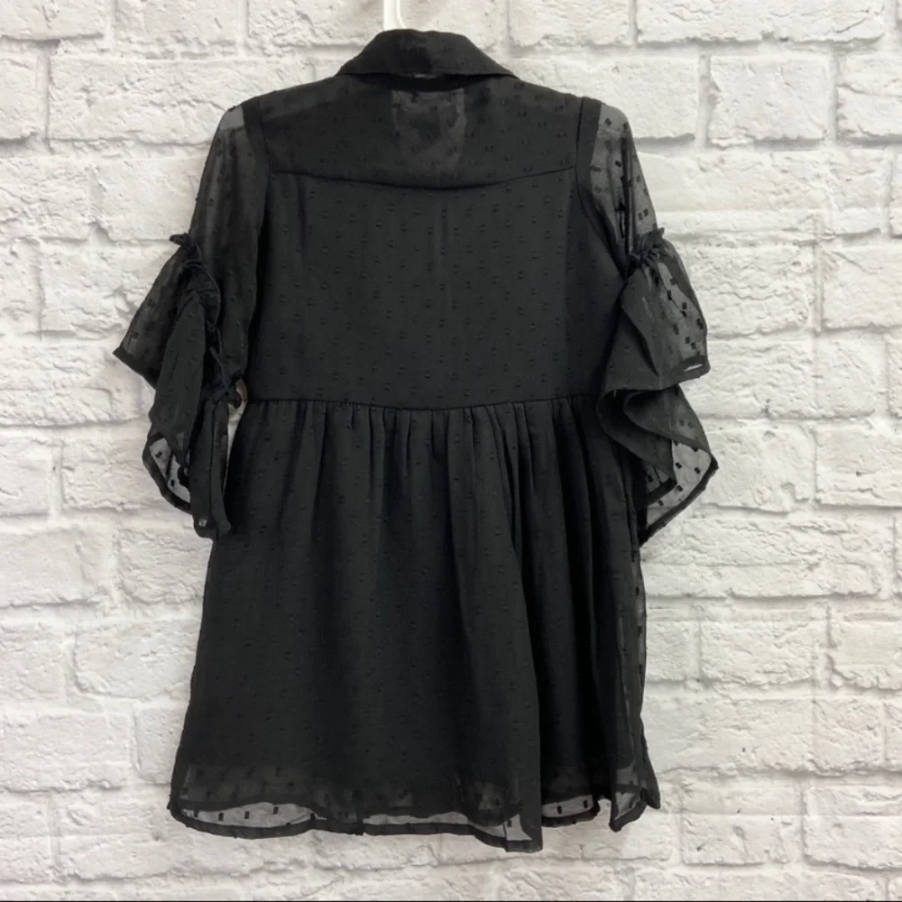ATUN All Things Uber Nice Claudia Shirt Dress Size 4-5Y Bell Sleeve Black NWT